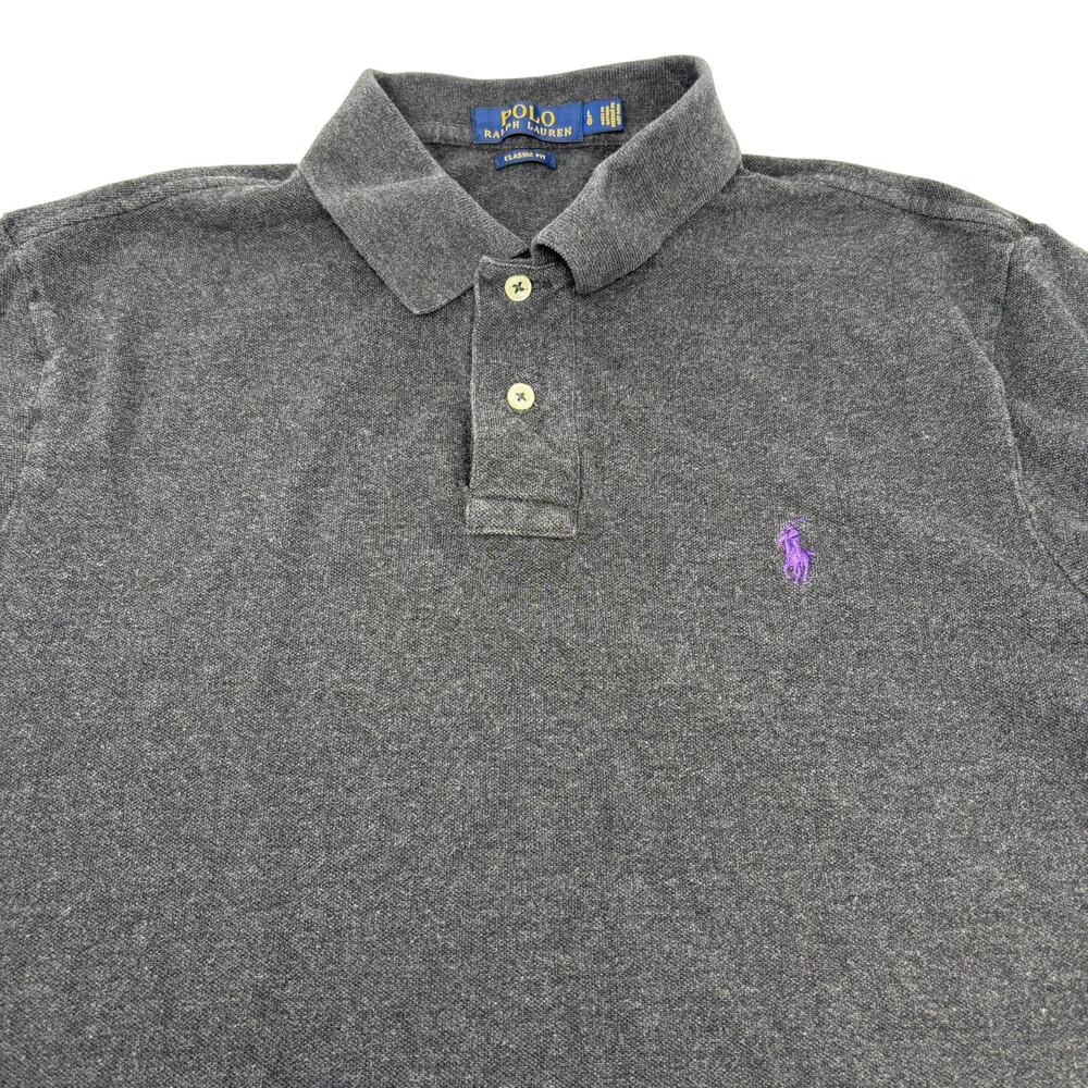 Polo Ralph Lauren Large Dark Gray Classic Fit Short Sleeve Cotton Shirt